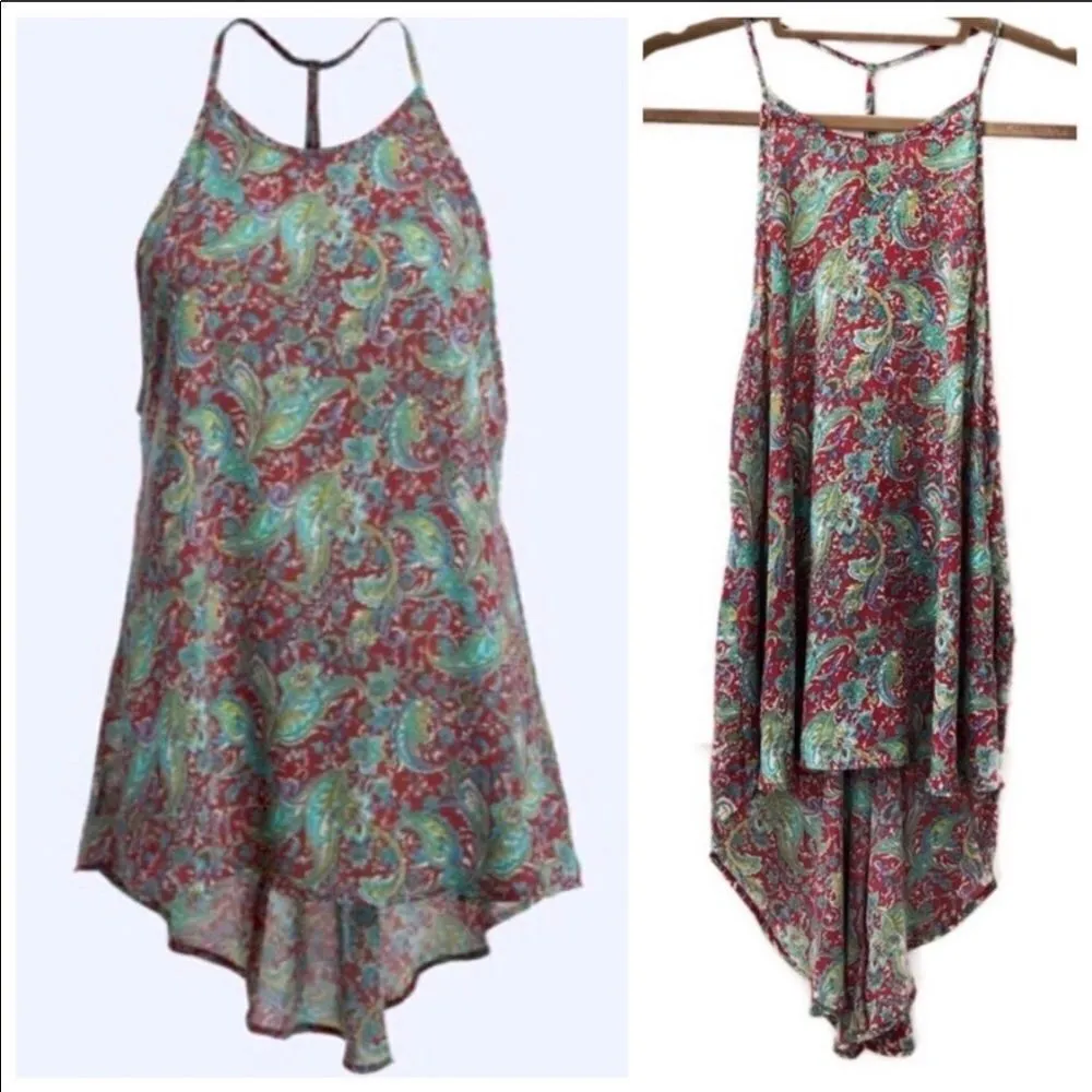 2/$30 ASTR The Label High Low Paisley Floral Sheer Tunic Tank Top - Image 3