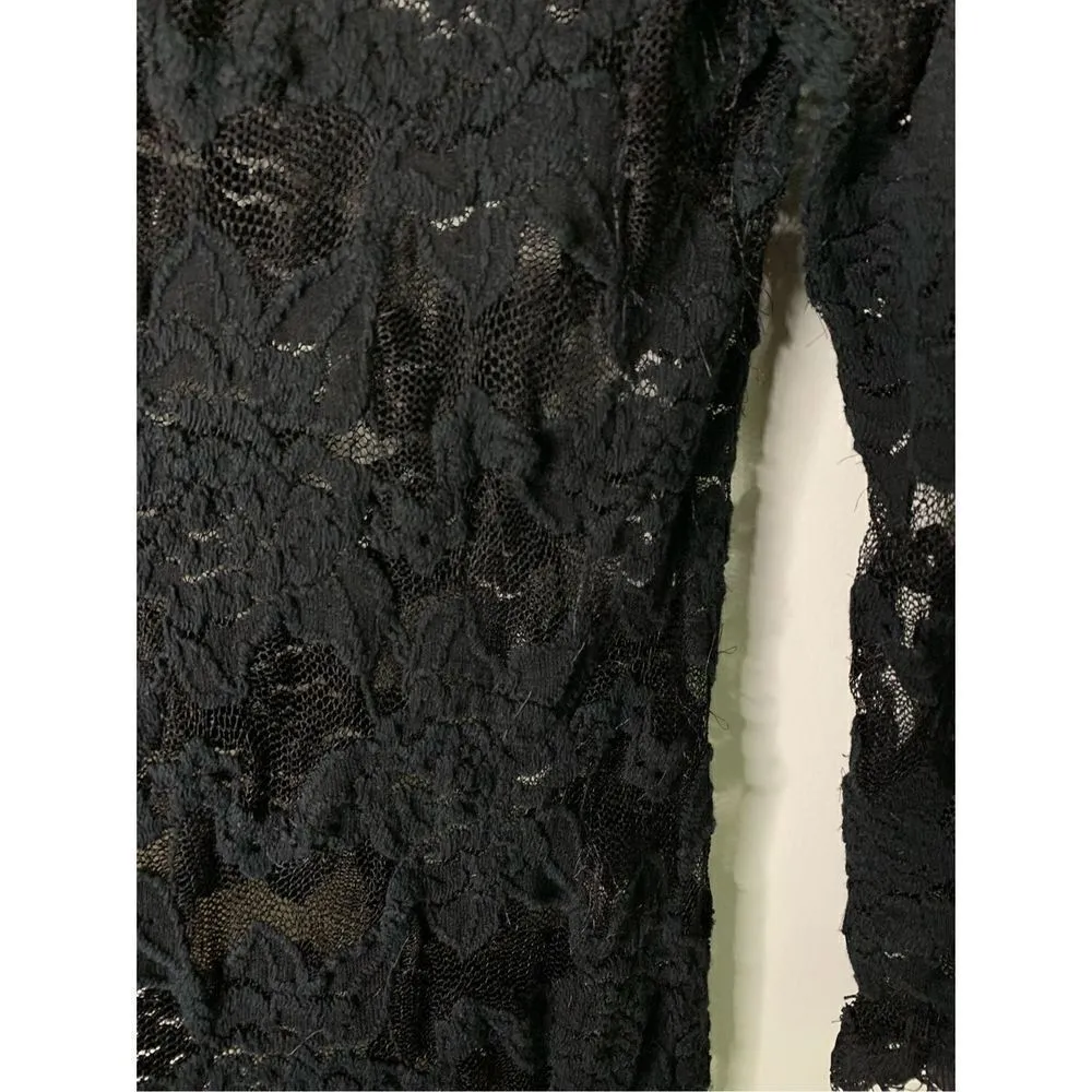 Rebecca Taylor dress floral lace black women's size 0 - Image 4