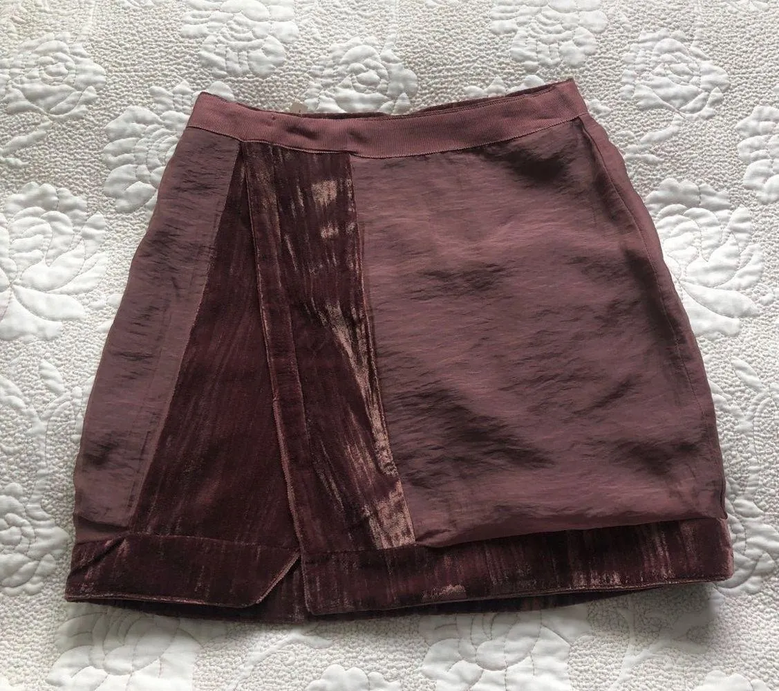 Conscious Exclusive Velvet Mini Skirt with Peplum Ruby Color Sz. 0 - Image 3