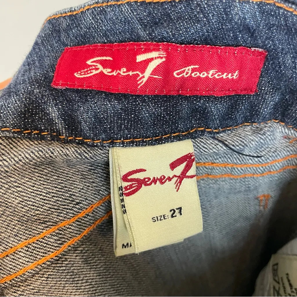 Seven7 Jeans Bootcut Size 27 Low‎ Rise Blue Stretch Whiskering Fades Women - Image 4