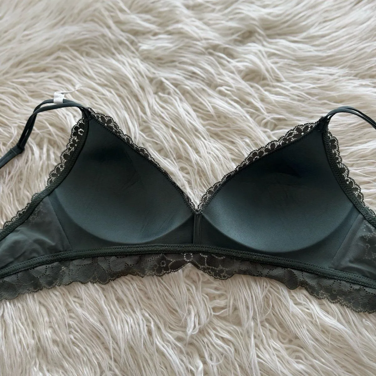 Aerie Real Happy Wireless Lightly Lined Candy Lace Bra Royal Palm Size 34C - Image 10