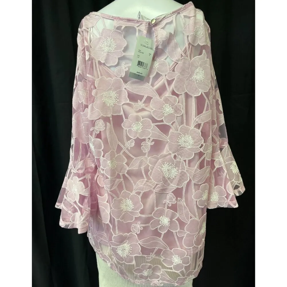 NY Collection Women's Pink Shirt/Blouse Size 1X SKU 4536 - Image 2