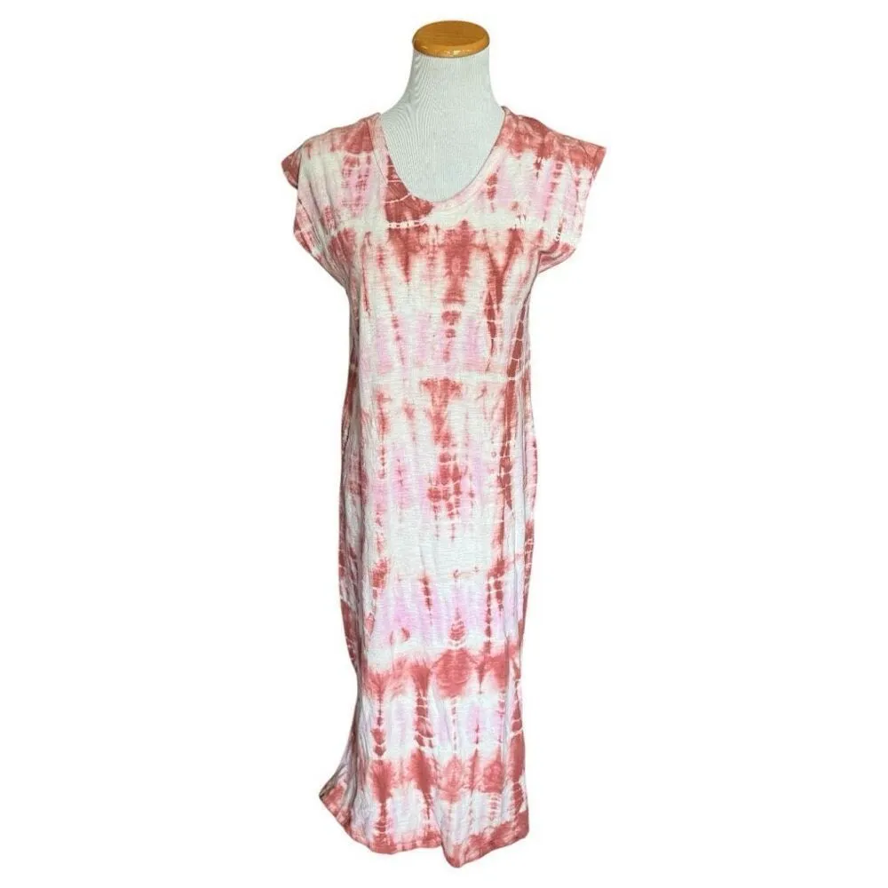 Womens Universal Thread Pink Dye Dipped V Neck Jersey Knit Midi Dress - Sz S - Image 2