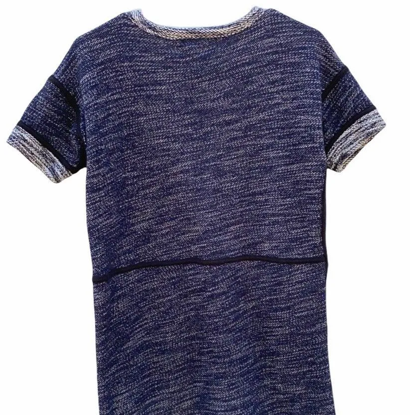 Navy Knit Short Sleeve knit Sweater Dress with pockets - Image 3