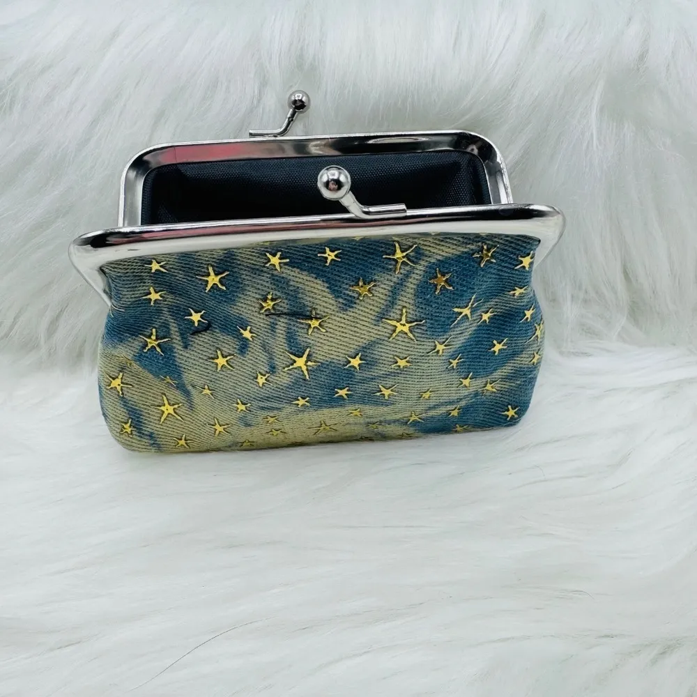 The Errands Grab & Go Quilted Nylon Handbag w/ Star Print Blue Jean Coin Purse Black - Image 2