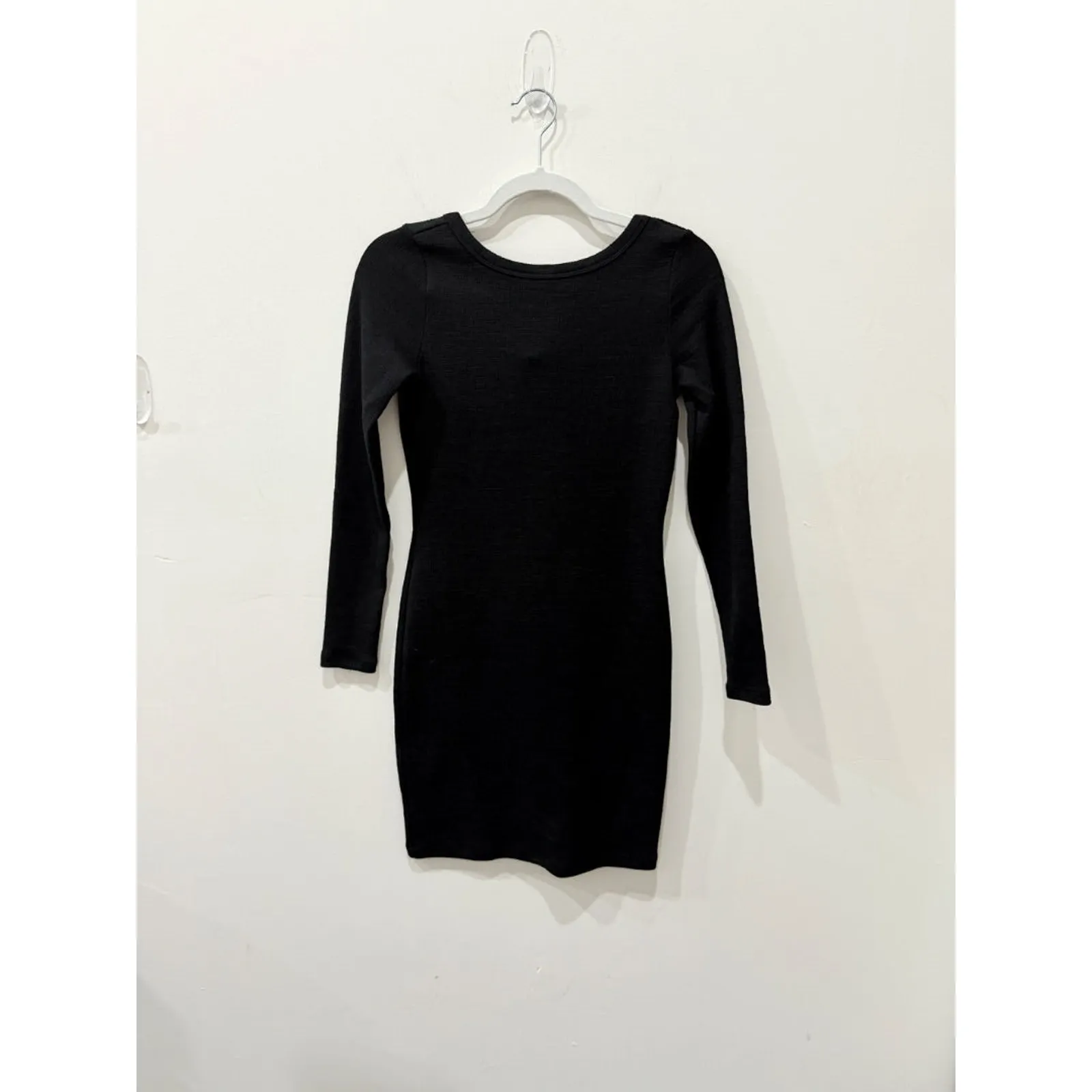 James Perse Skinny Scoop Back Knit Jersey Mini Bodycon Dress Black Womens 1 / S - Image 4