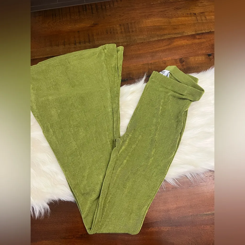 Princess Polly Boogie Pants Green Stretch Flare Size 4 - Image 4