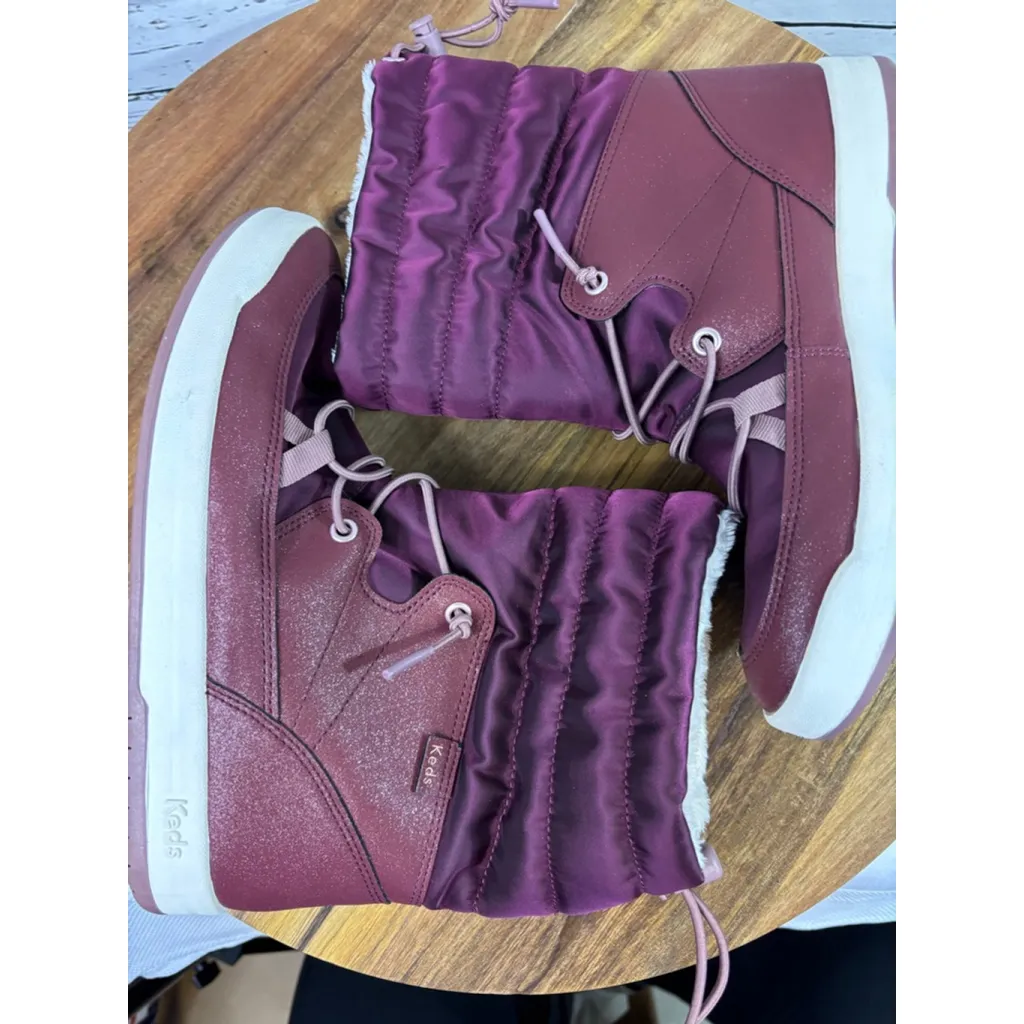 Women's Keds Burgundy Winter & Rain Boots 7.5 with White Soles - Image 7