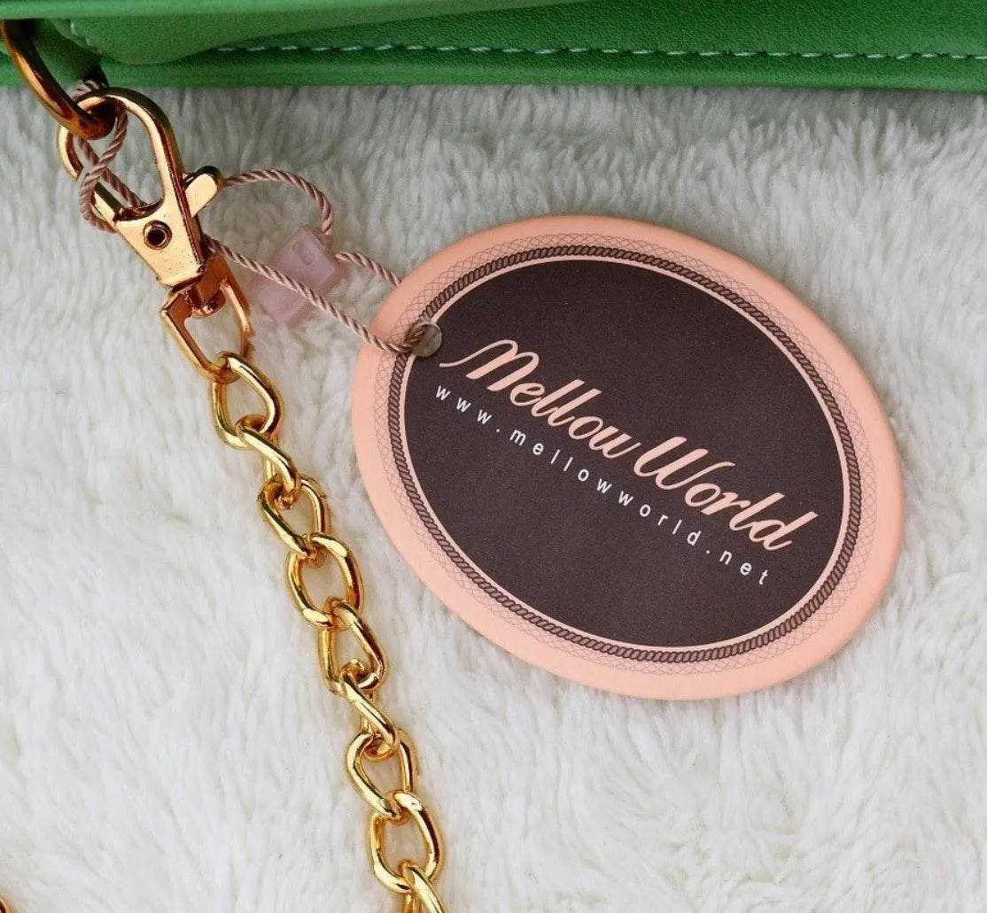 Boutique NWT Green Stiff Crossbody Handbag With Gold Chain - Image 7