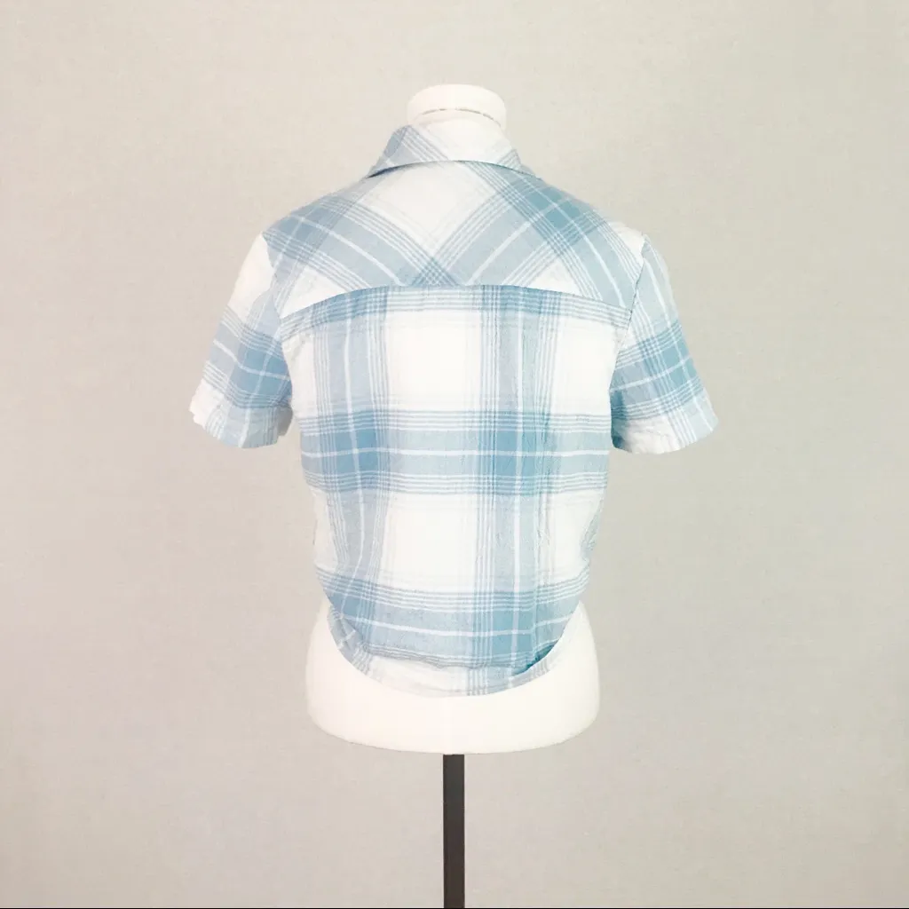 Universal Thread Tie-Hem Plaid Top in Blue | Size XS - Image 6