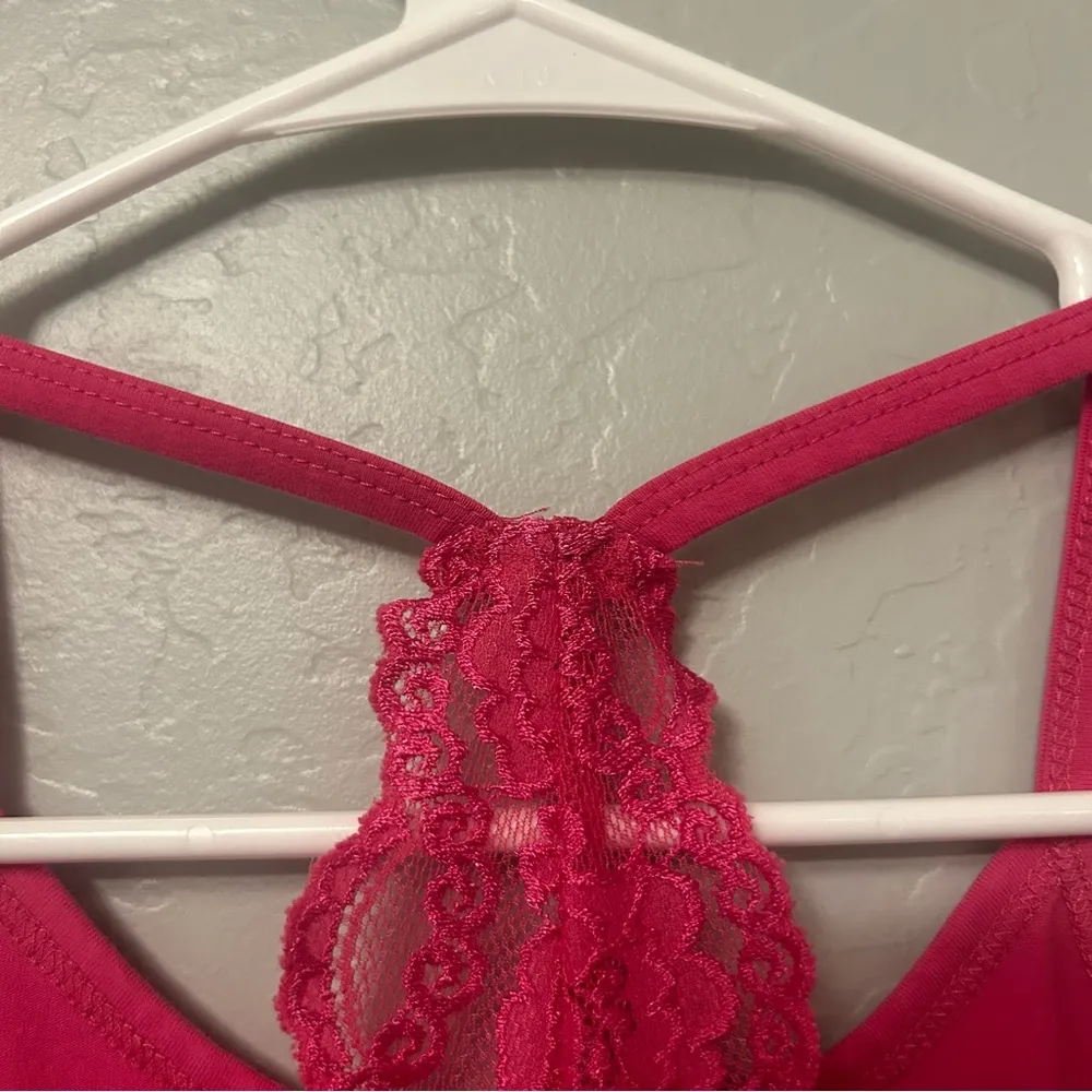 BKE hot pink racerback lace back camisole Y2K tank top size XS - Image 9