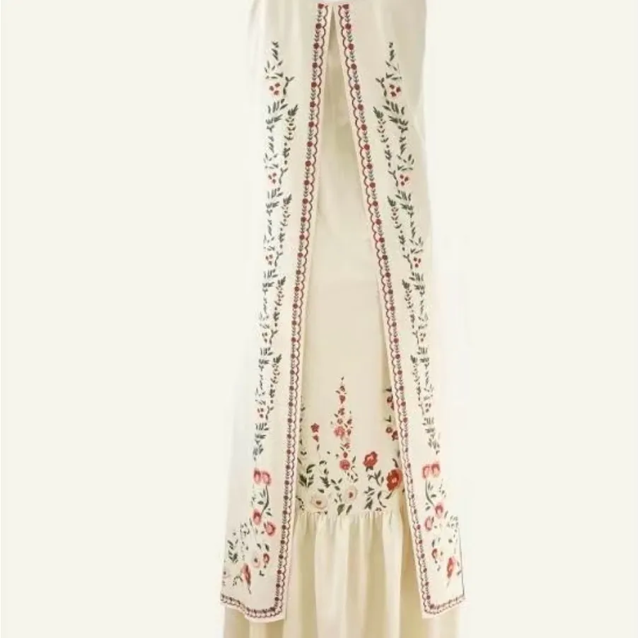 Floral Cream Maxi Dress Red Size XL - Image 4