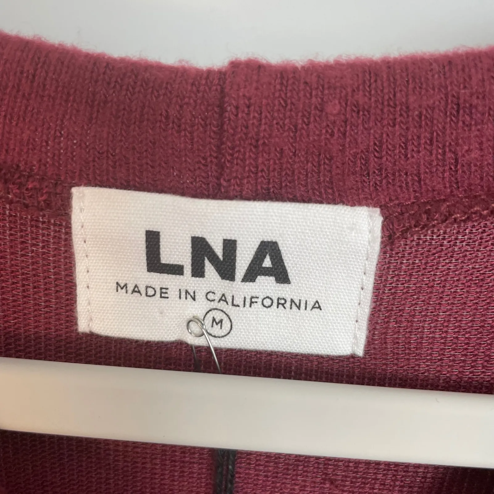 LNA Womens Burgundy Maroon Thermal Raglan Sleeve Sleeve Crew Neck Sweater Size M - Image 7