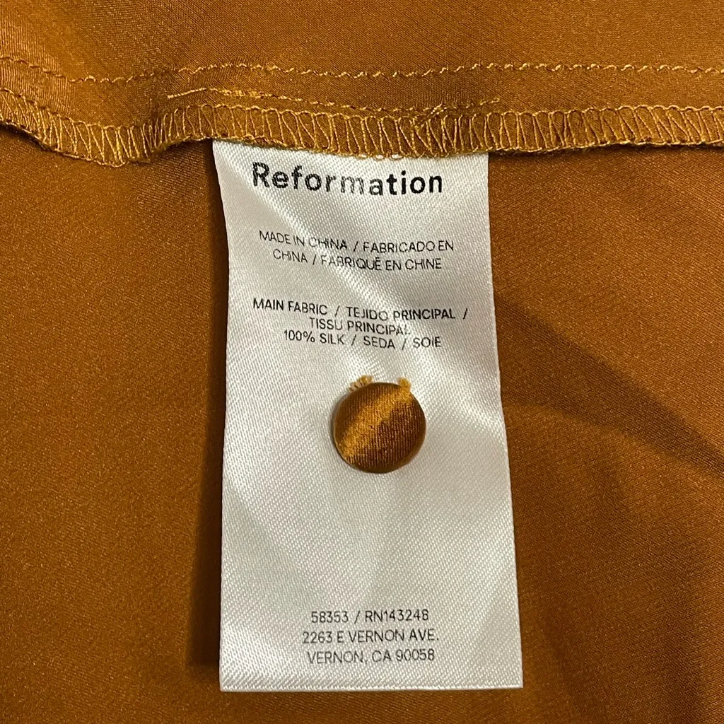 Reformation  Daniela Silk Dress in Copper Size 12 - Image 8