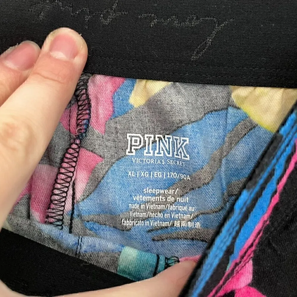 NEW NWT VICTORIAS SECRET VS PINK Sleep Boxy Tropical Leaves Floral Multi Pajamas - Image 4