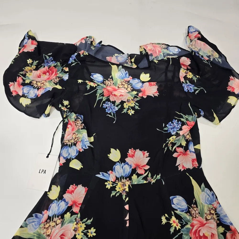 LPA Button Up Midi Dress in Midnight Roses - Image 12