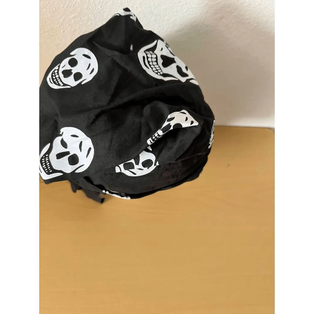 Skull pirate bandana hat Black - Image 3