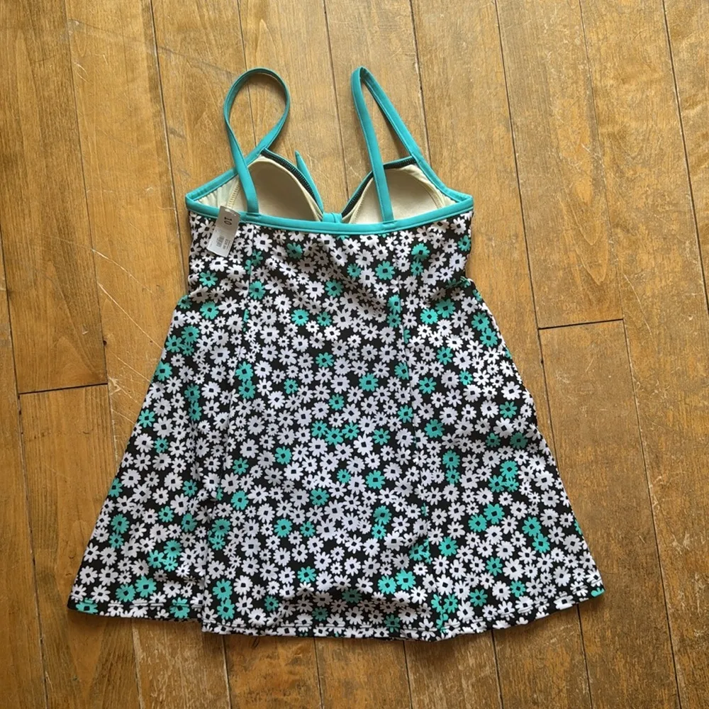 Floral Patterned Swim Dress 10 NWT Black - Image 4