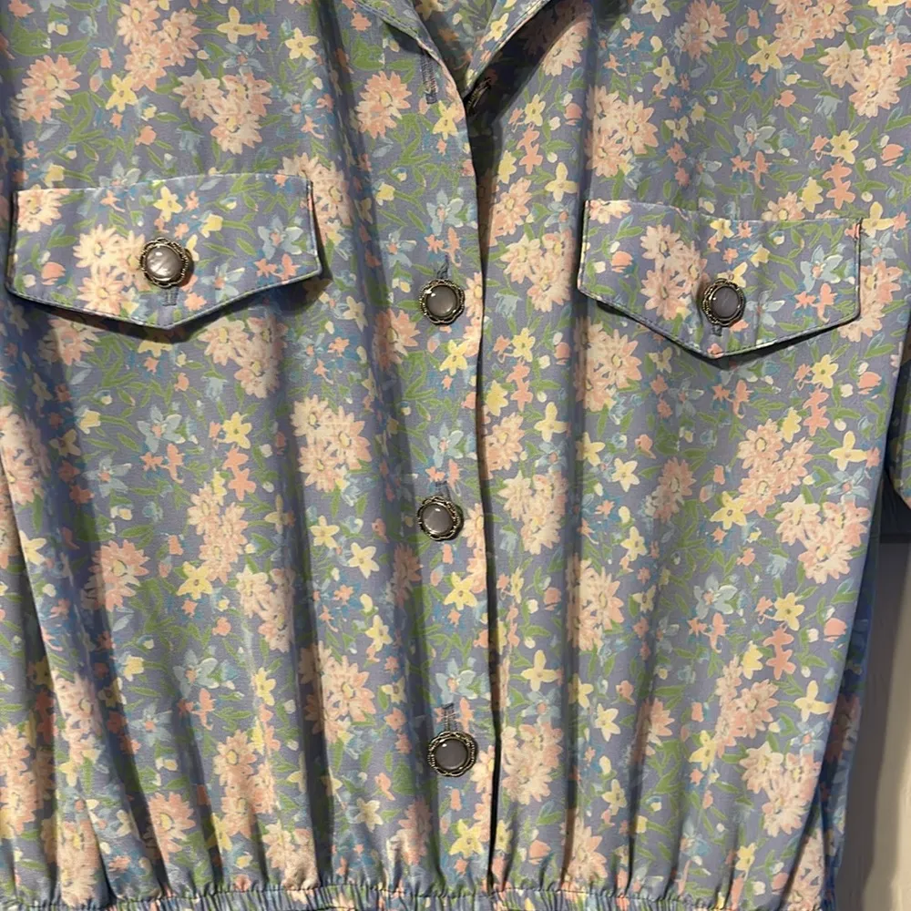 Vintage Retro Victorian Floral Short Sleeve Dress 14 - Image 3