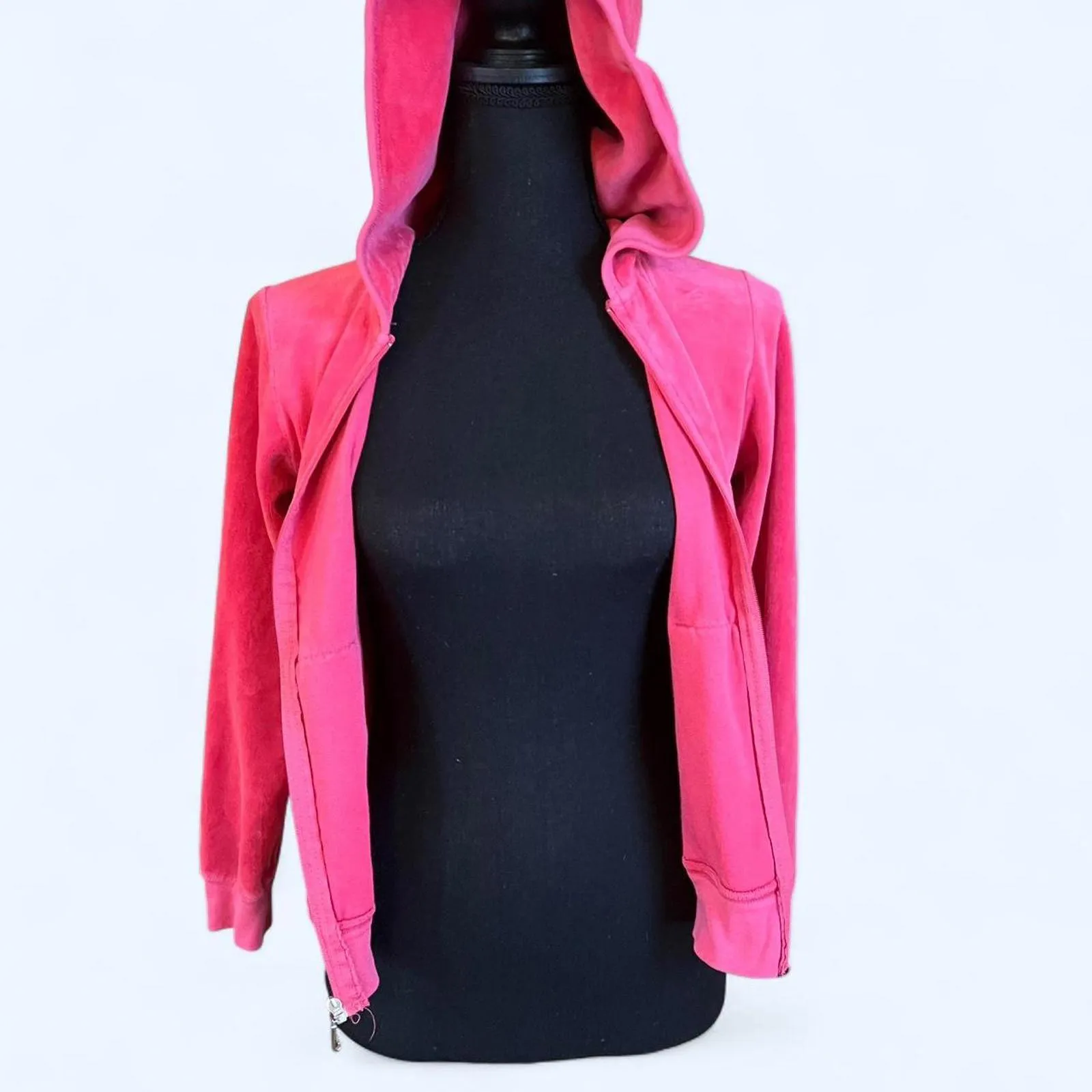 Vintage Y2K Grail Pink Juicy Couture velour hoodie with rhinestone logo Size XS - Image 6