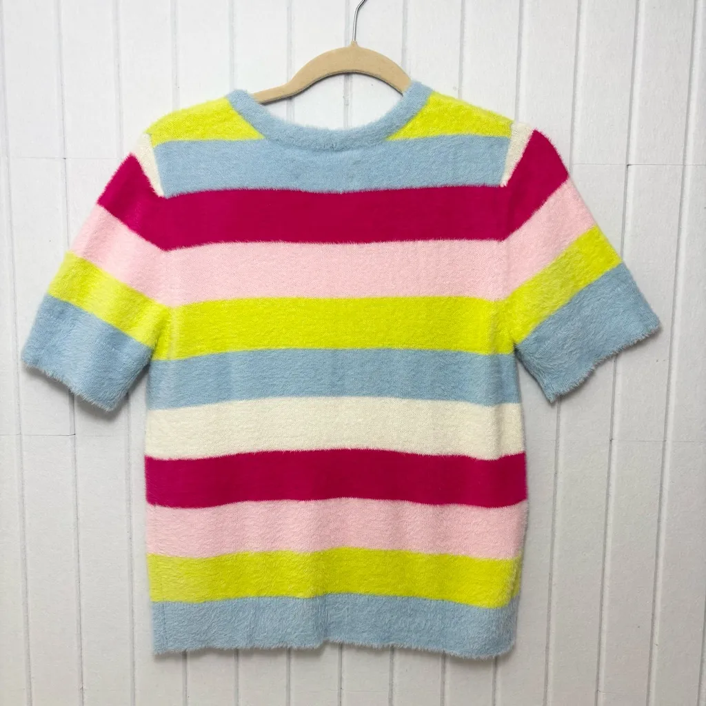 WRANGLER BARBIE CROPPED FUZZY RAINBOW SWEATER RAINBOW STRIPE Size XXL - Image 5