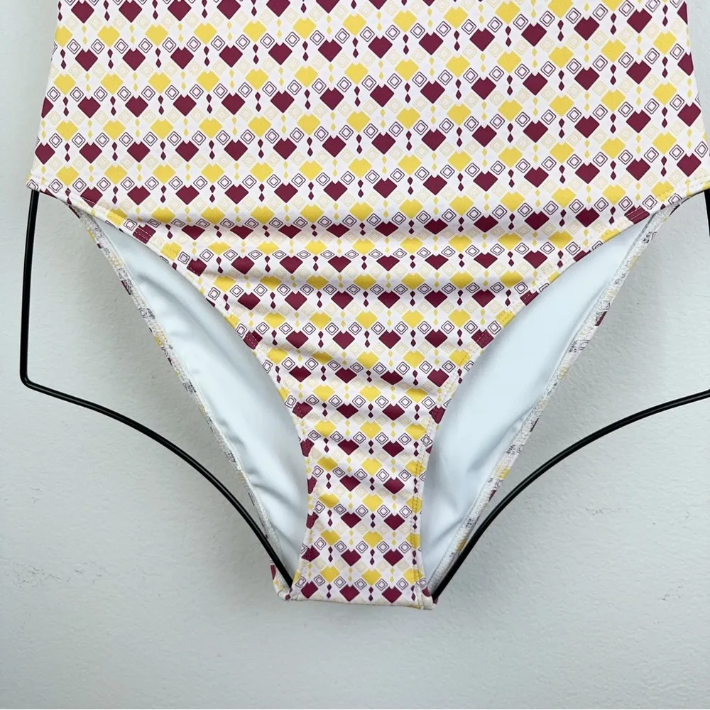 Charlie Holiday Yellow Purple One Piece Swimwear Swimsuit Size Small - Image 3