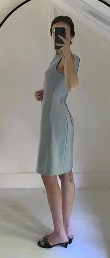 Fragile XOXO Vintage 90s High Boat Neck Mini Dress Size 3 Pale Blue - Image 3