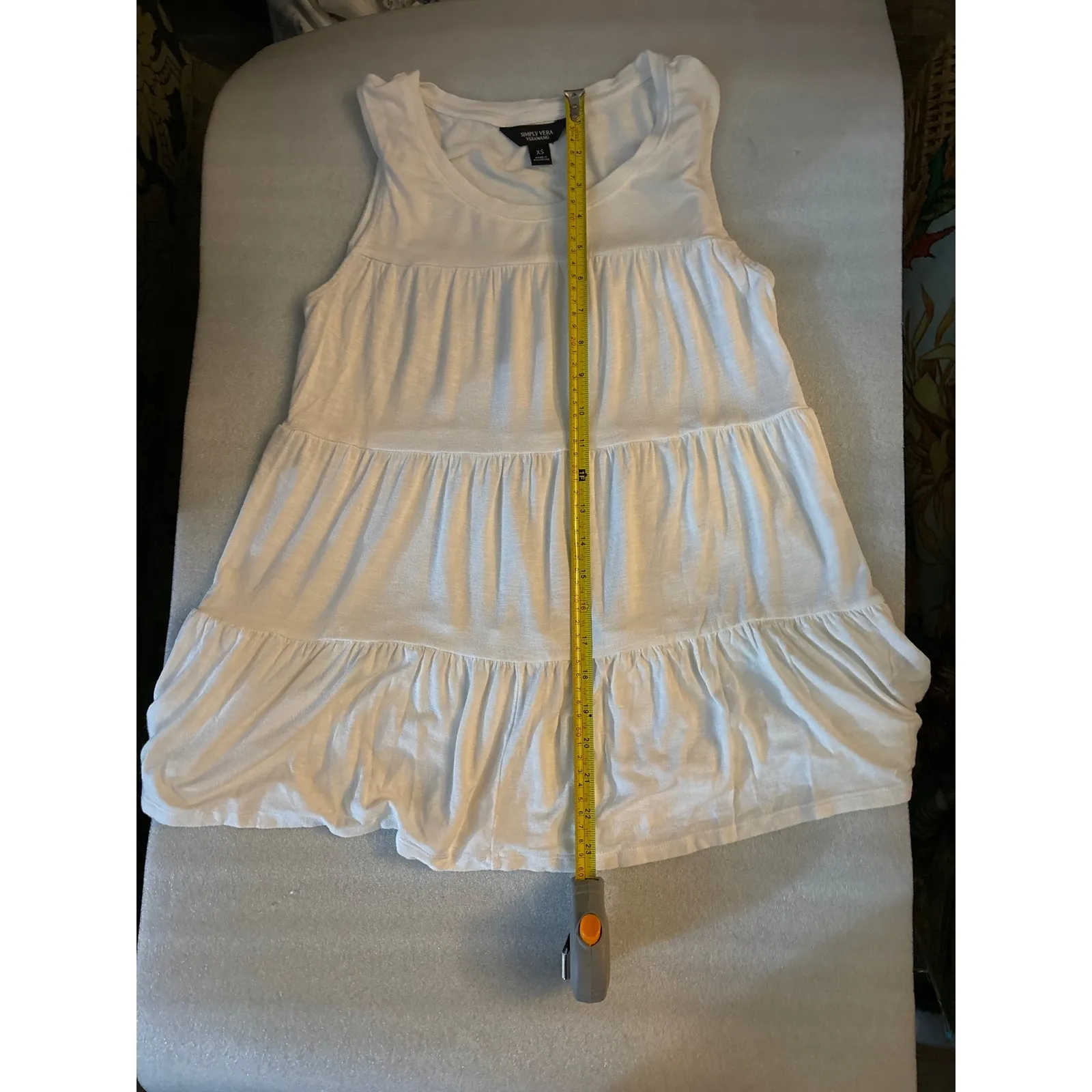 Simply Vera Wang White Tiered Tank Top XS Summer Festival Boho Coquette Girl - Image 9