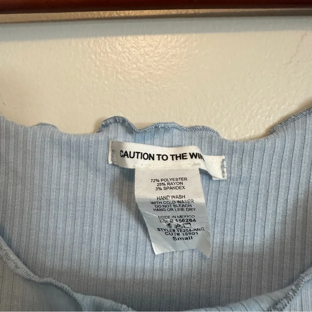 Caution to the Wind Blue Butterfly Crop Top - Image 2