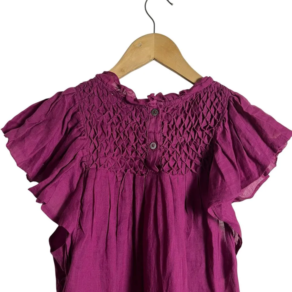 Sea New York Geneva Fuchsia Pink Smocked Short Sleeve Top Size Small Purple - Image 10