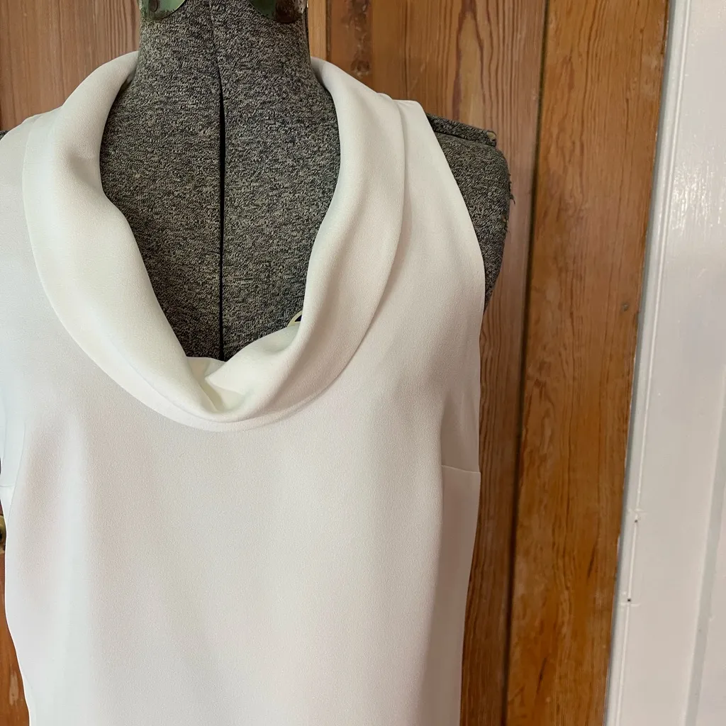 Trina Turk Naples White Sleeveless Cowl Neck Dress Sz 2🍄 - Image 4