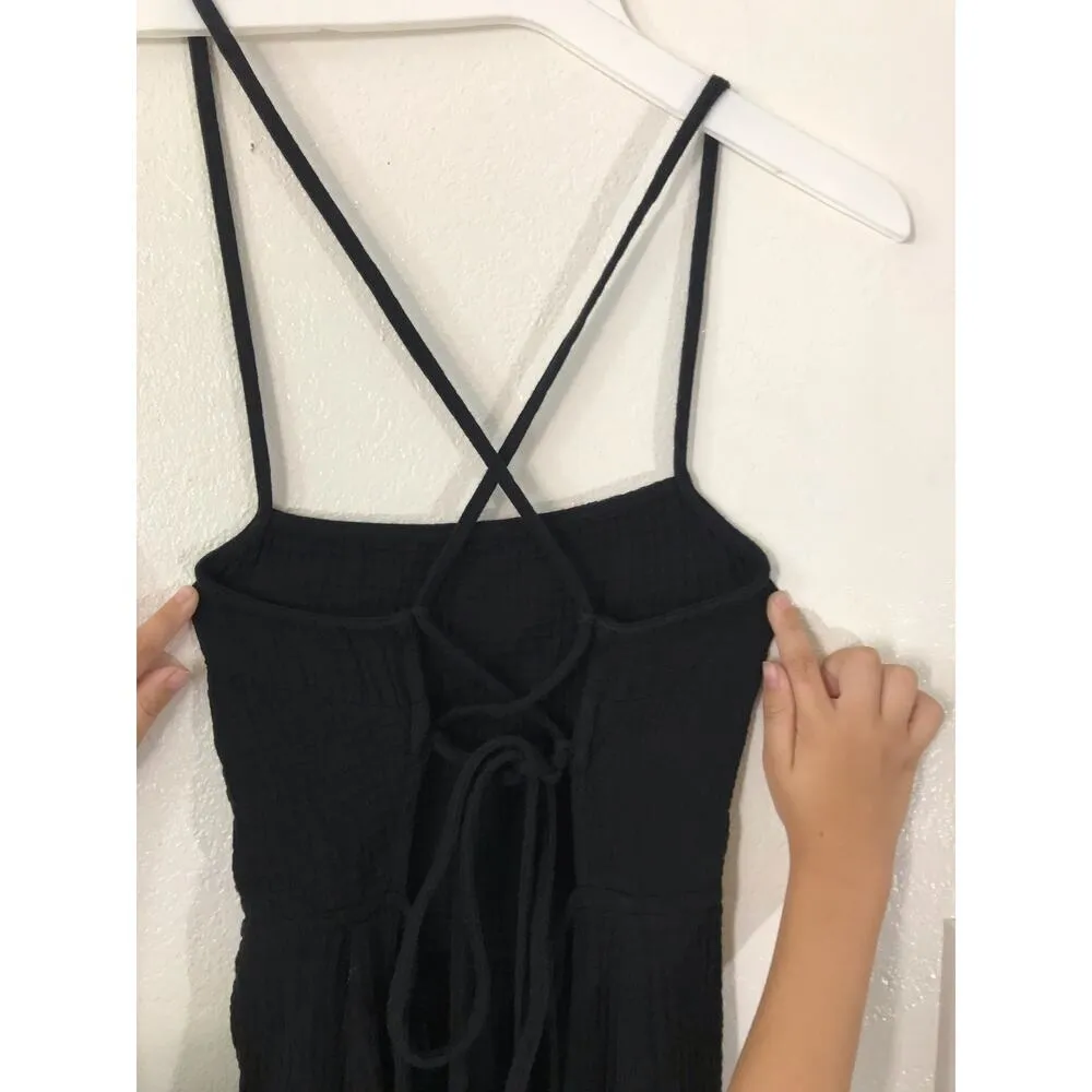 black sundress with criss cross back detail - Image 3