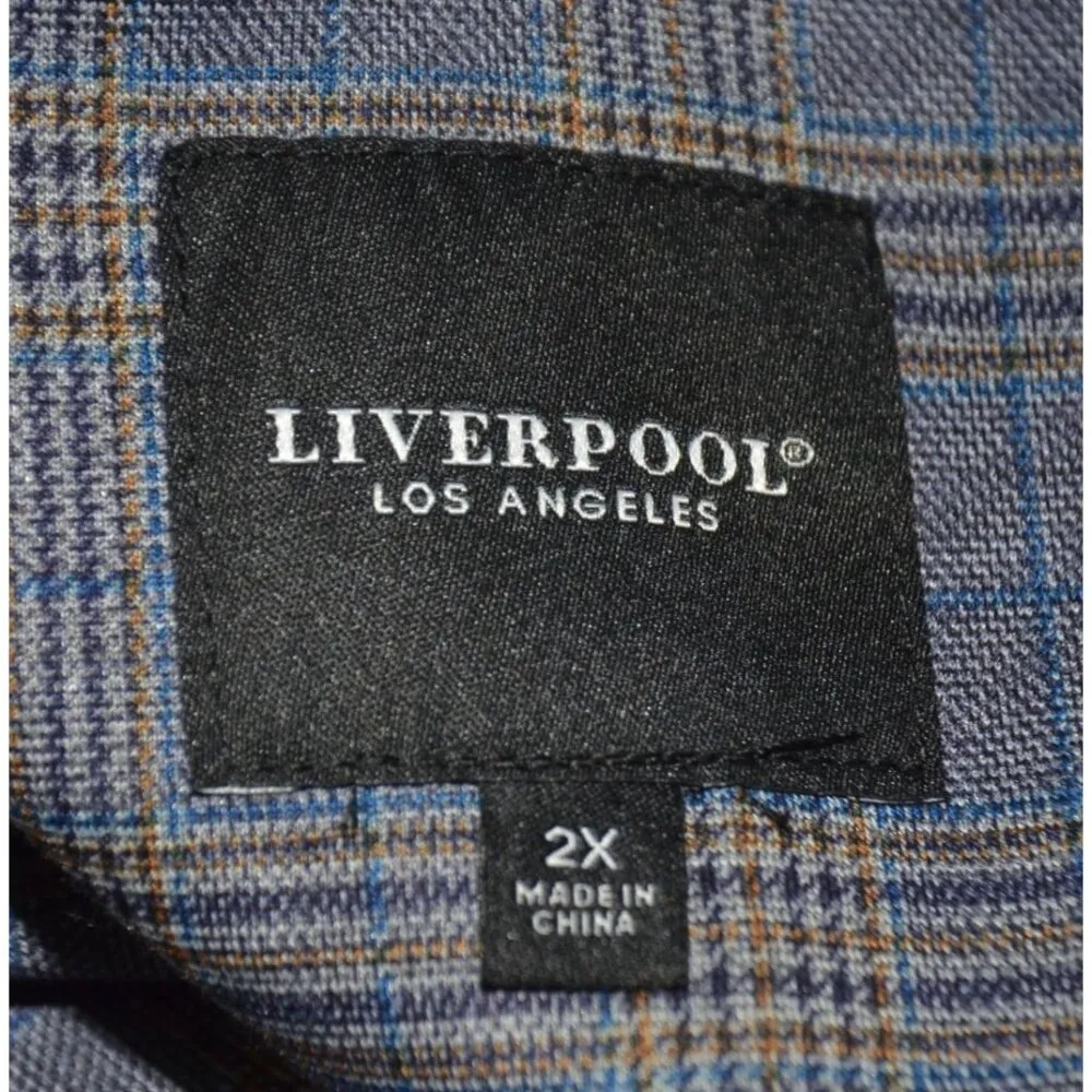 NWT Liverpool Boyfriend Blazer Womens 2X Blue Khaki Plaid Jacket Academia Preppy - Image 9
