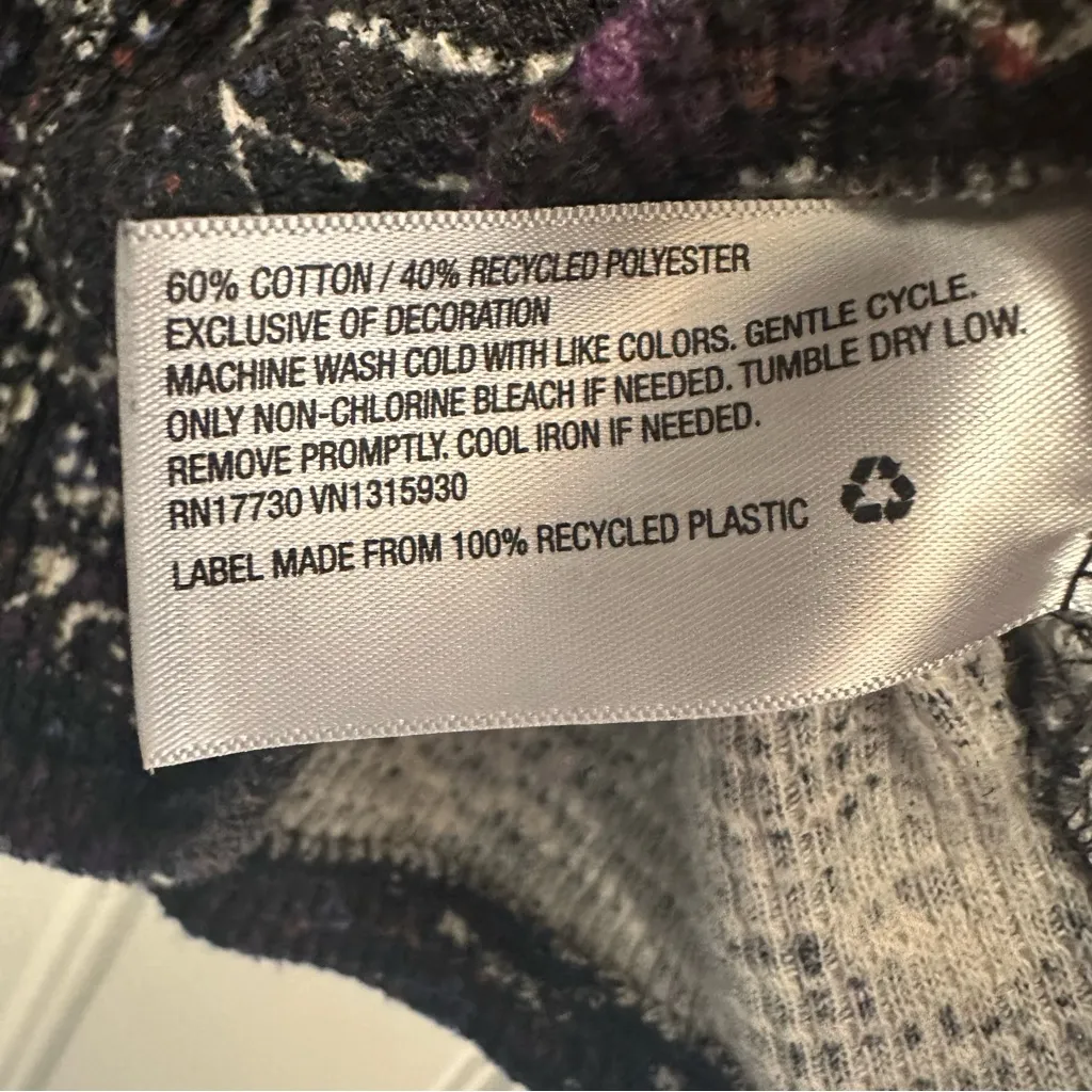 Knox Rose Black Paisley Print Waffle Knit Long Sleeve Top, Women’s Size M - Image 5