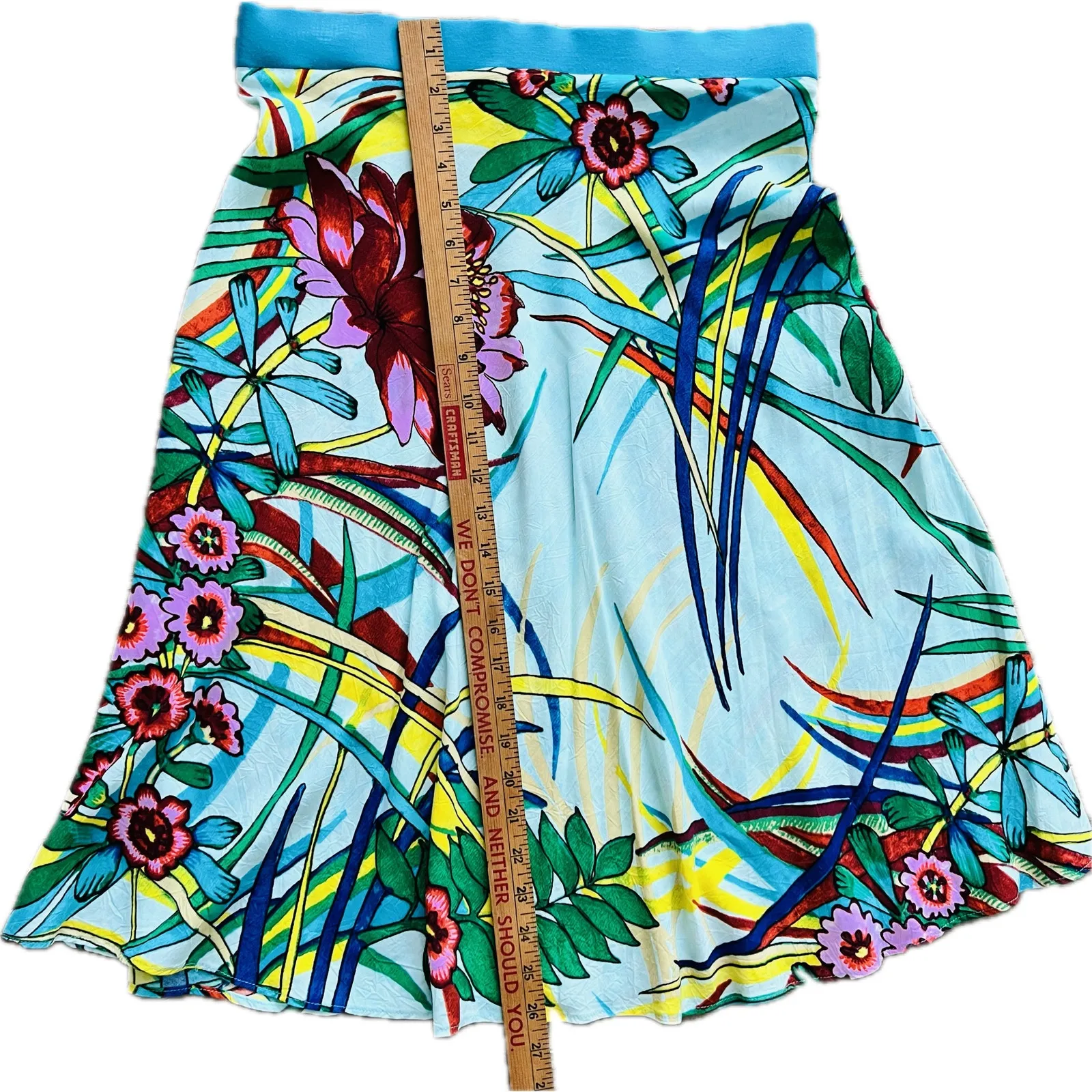 Vintage Jams World Rayon Skirt Botanical Blue Tropical Small Hana Fuda Small - Image 6