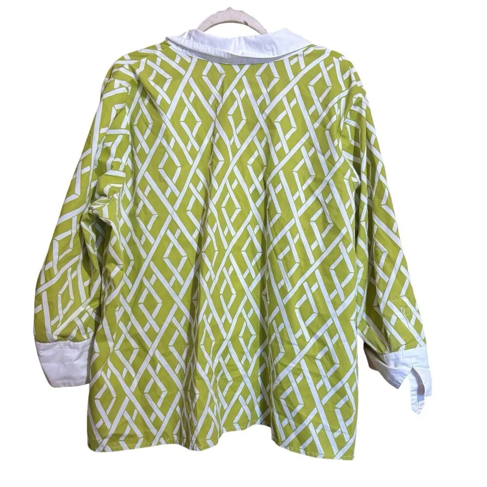 Bob Mackie Wearable Art Top Womens 2X Multicolor Artsy Print Button Up Blouse - Image 7