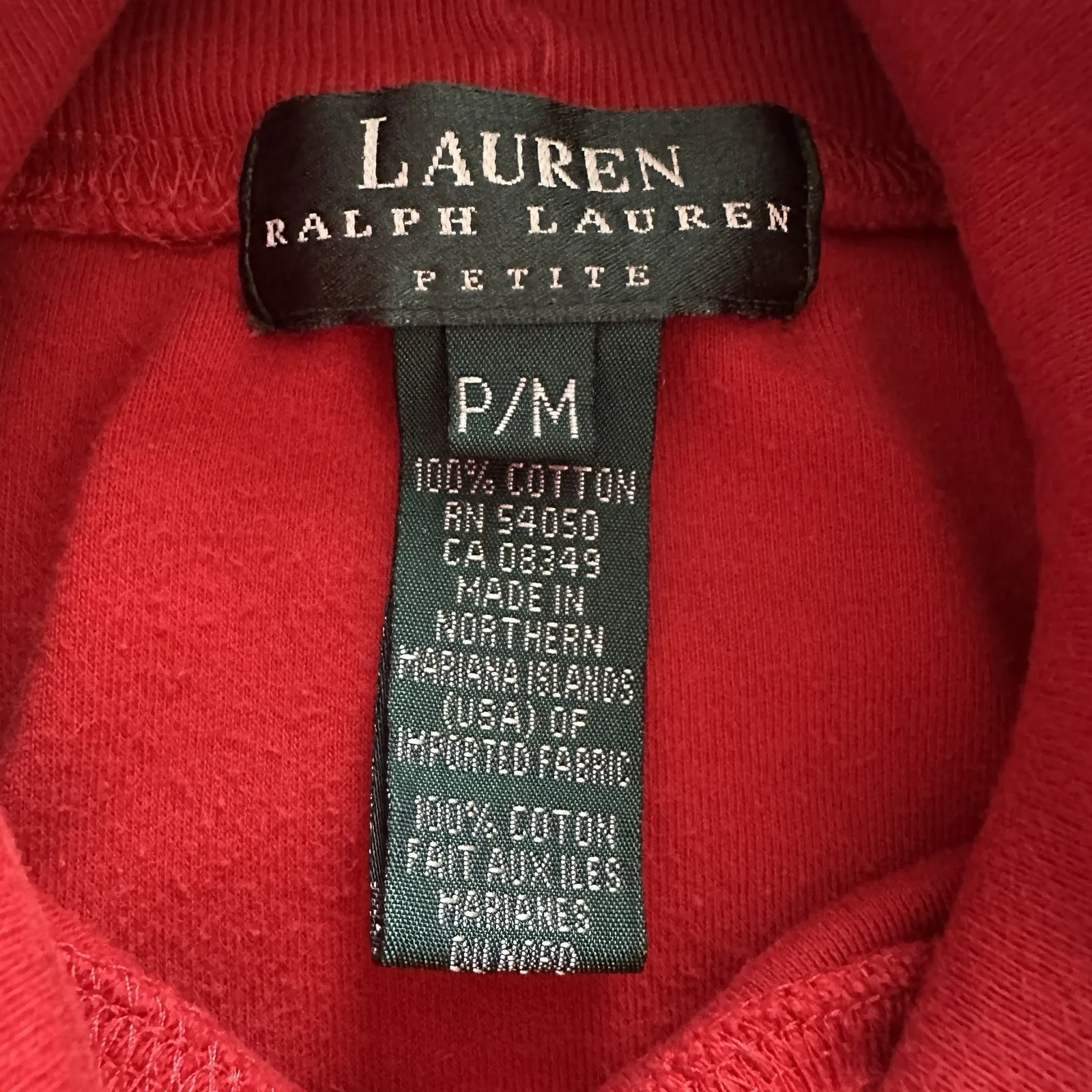 VTG 90s Lauren Ralph Lauren Red Turtleneck Crest Logo Top Petite P/M Preppy Size undefined - Image 7