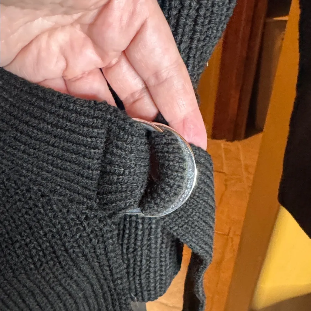 NWT Missguided Black D-Ring Belted Wrap Front Knit Cardigan Size Medium - Image 5