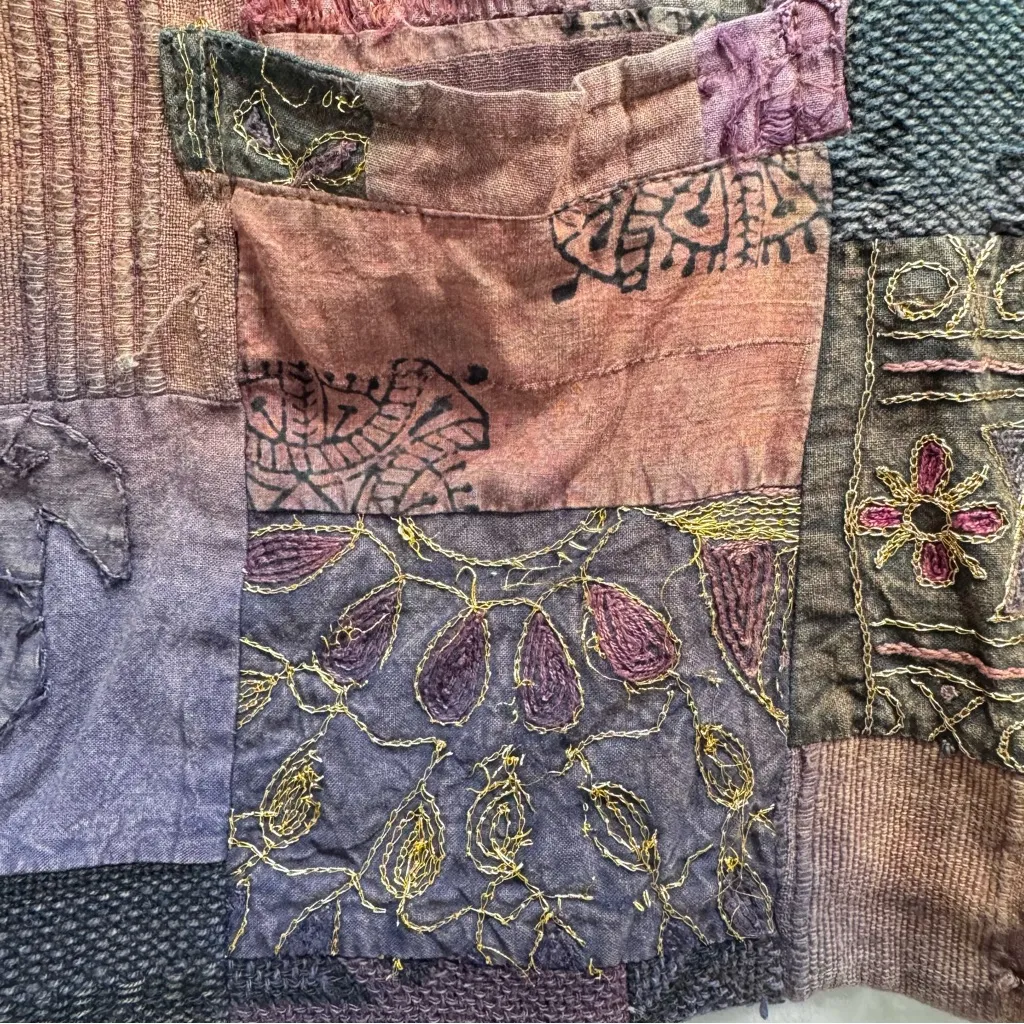 Vintage Patchwork Boho Jacket Embroidered Beaded Jacquard Tribal Cottagecore Size XL - Image 5