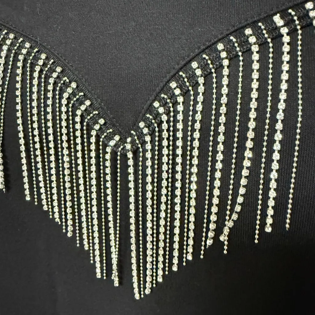 Gilli Rhinestone Tassel Sweatshirt Black Size L - Image 6