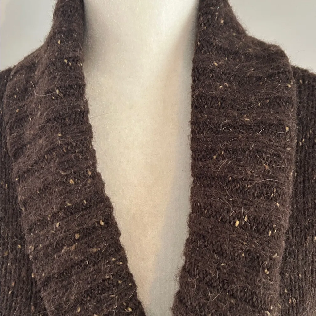 Chaps Dark Brown Wool/Alpaca Cardigan Swester Sz M - Image 2