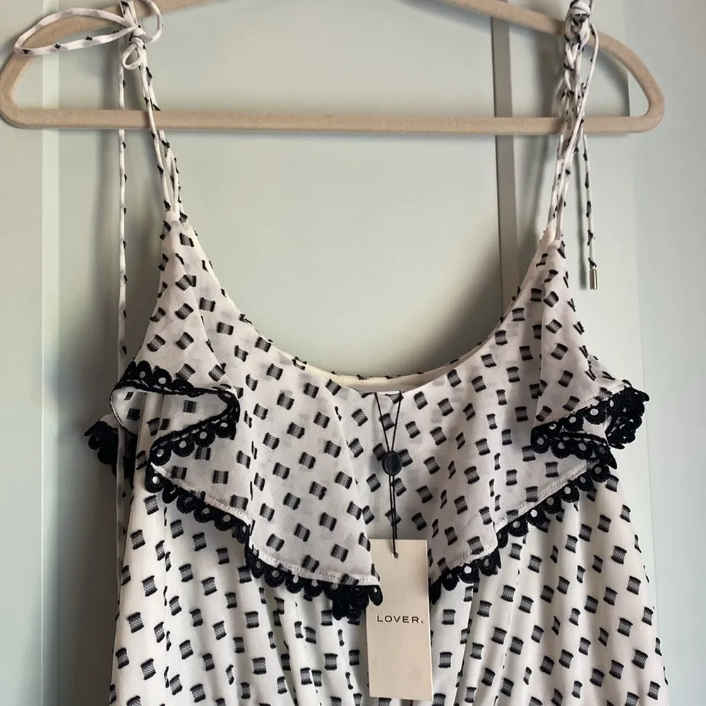 NWT Lover the Label white and black polka dot tiered ruffle midi dress sz 2 - Image 2
