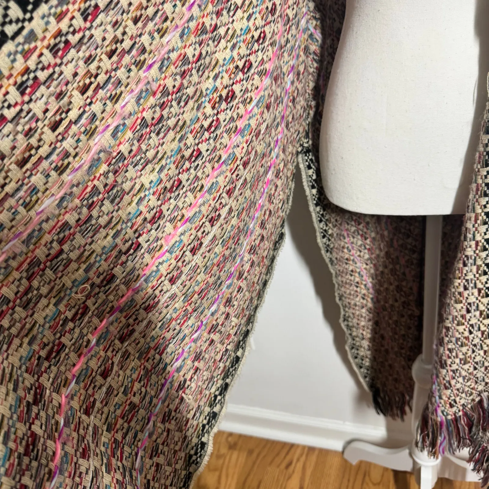 Free People Higher Ground Kimono Women OS Chunky Colorful Knit Boho Cabincore - Image 12