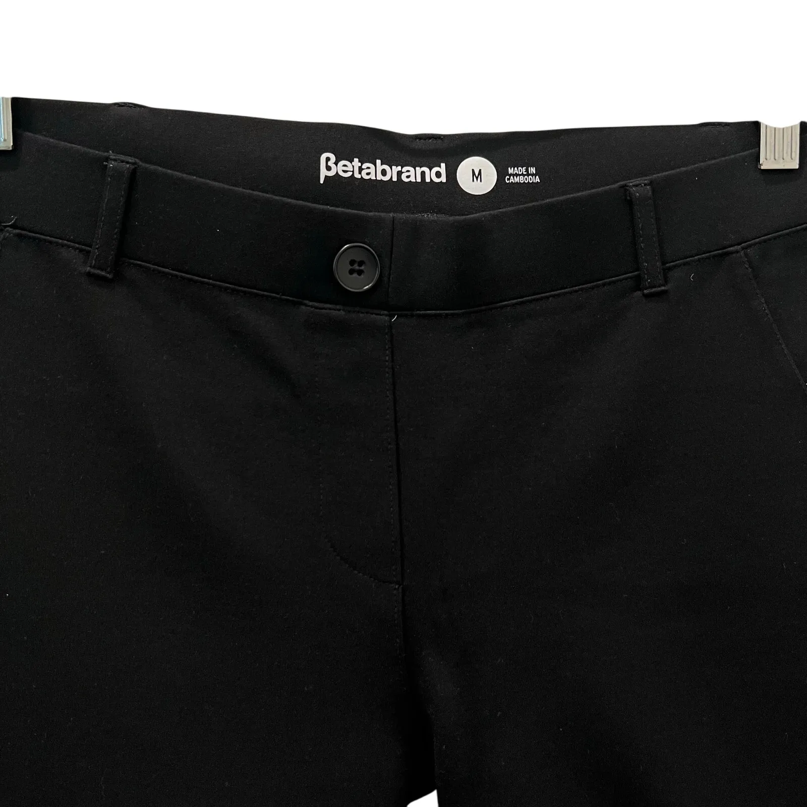 Betabrand Womens Black Straight Leg Pants Stretch Size Medium Ankle Length - Image 3