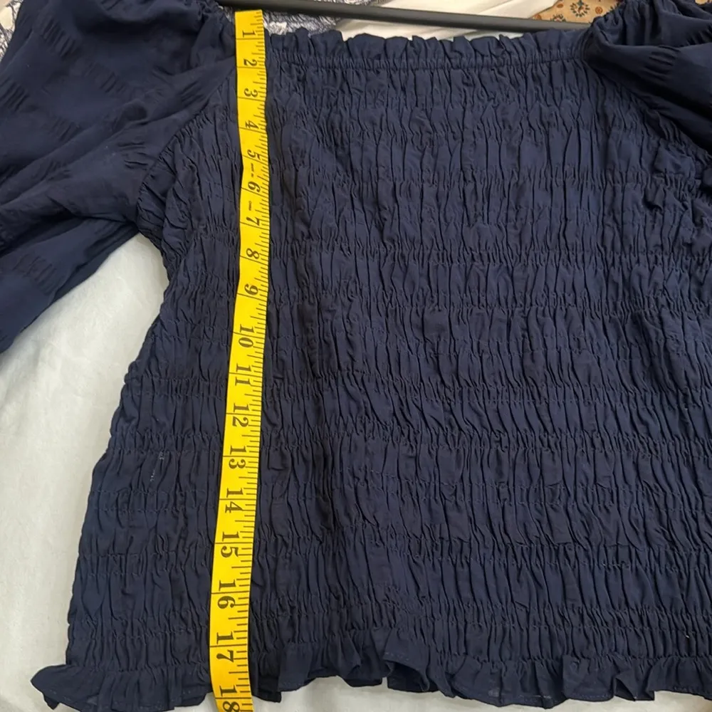 Anthropologie Maeve Bree Milkmaid Smocked Puff Sleeve Cute Cropped Blouse Sz XL - Image 9