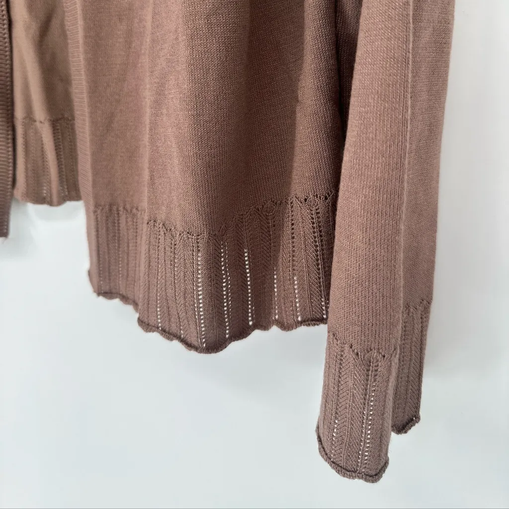 Stitch Fix Lety & Me Taupe Lightweight Cardigan Size Medium Open Front Sweater Brown - Image 4