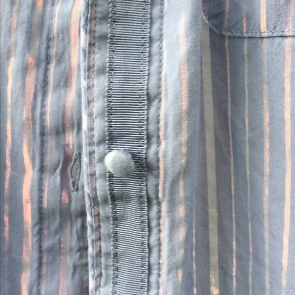 Victoria Secret Blue Iridescent Bed Shirt Long Size Medium M Striped Stripes - Image 9