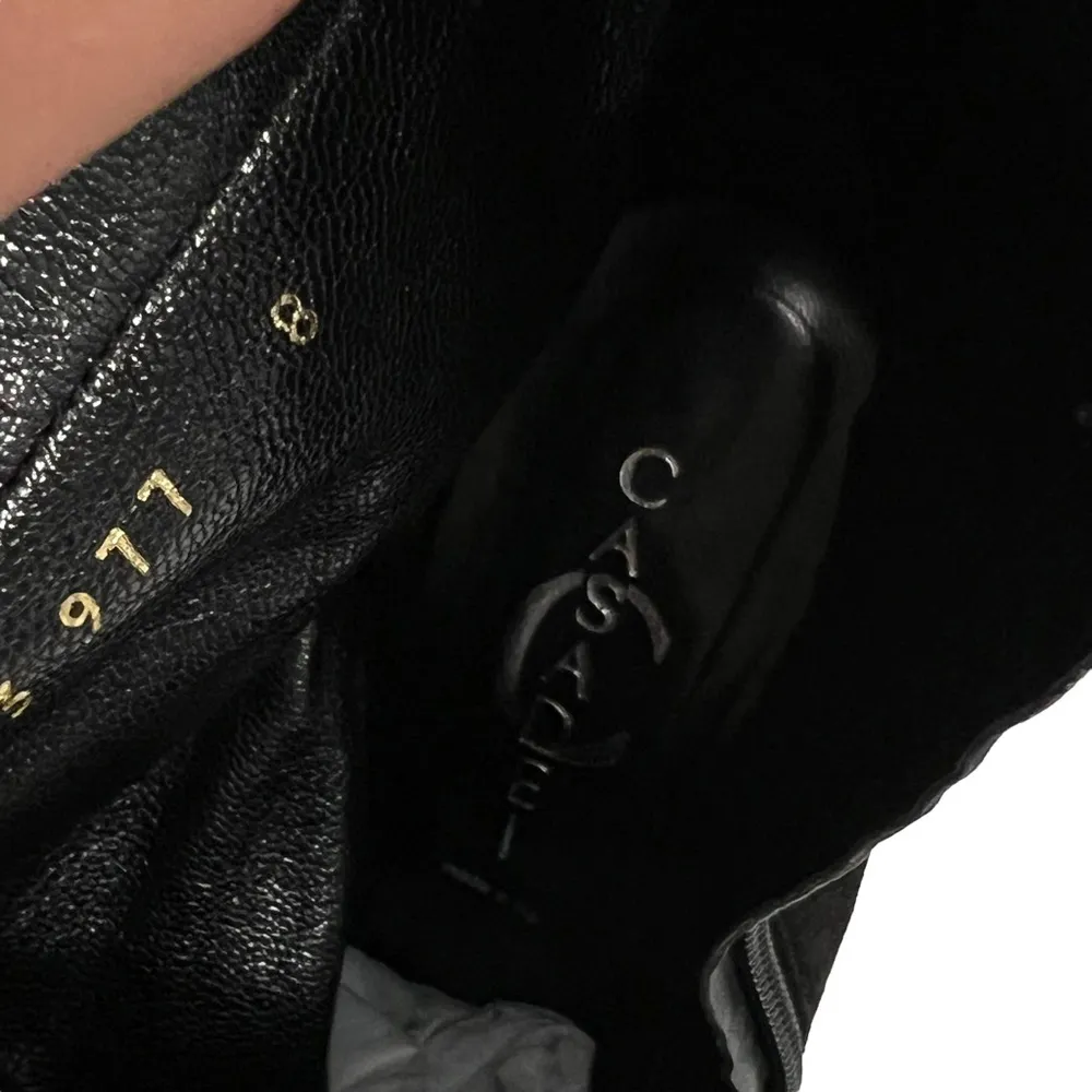 CASADEI Black Suede Stiletto Silver Rivets Studs Boots Size 8 - Image 7