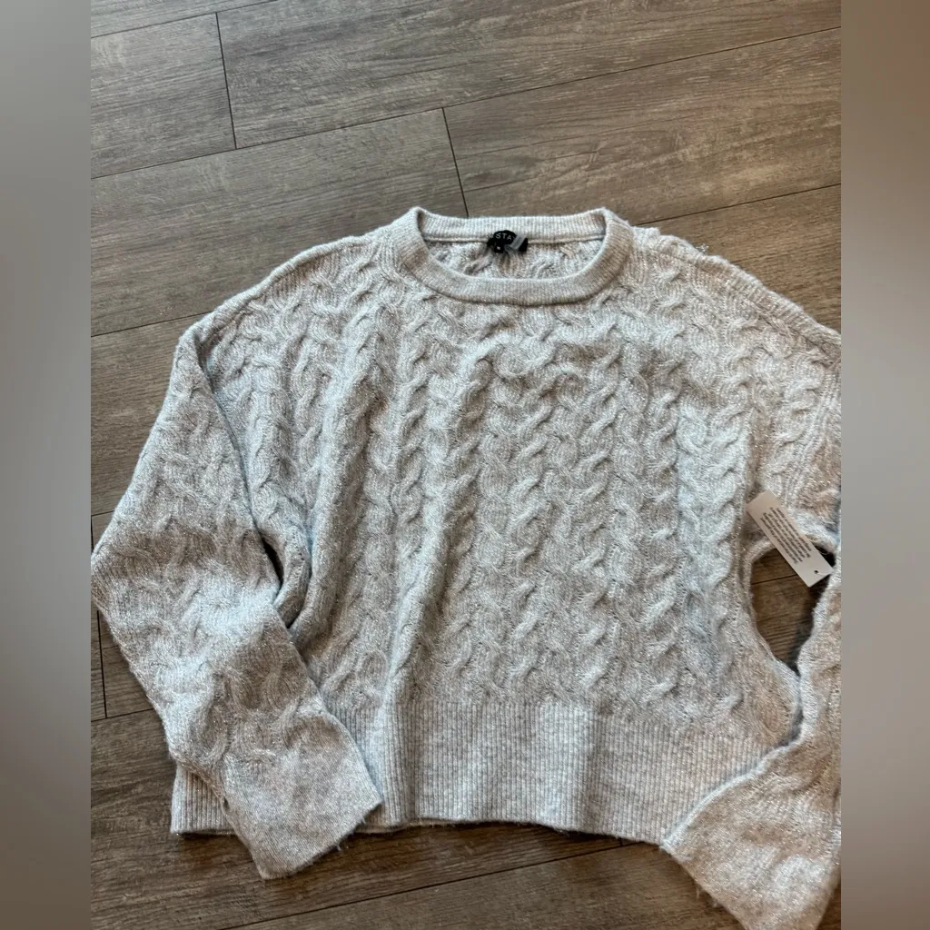 1. State  Gray Cable Knit Sweater - Image 6