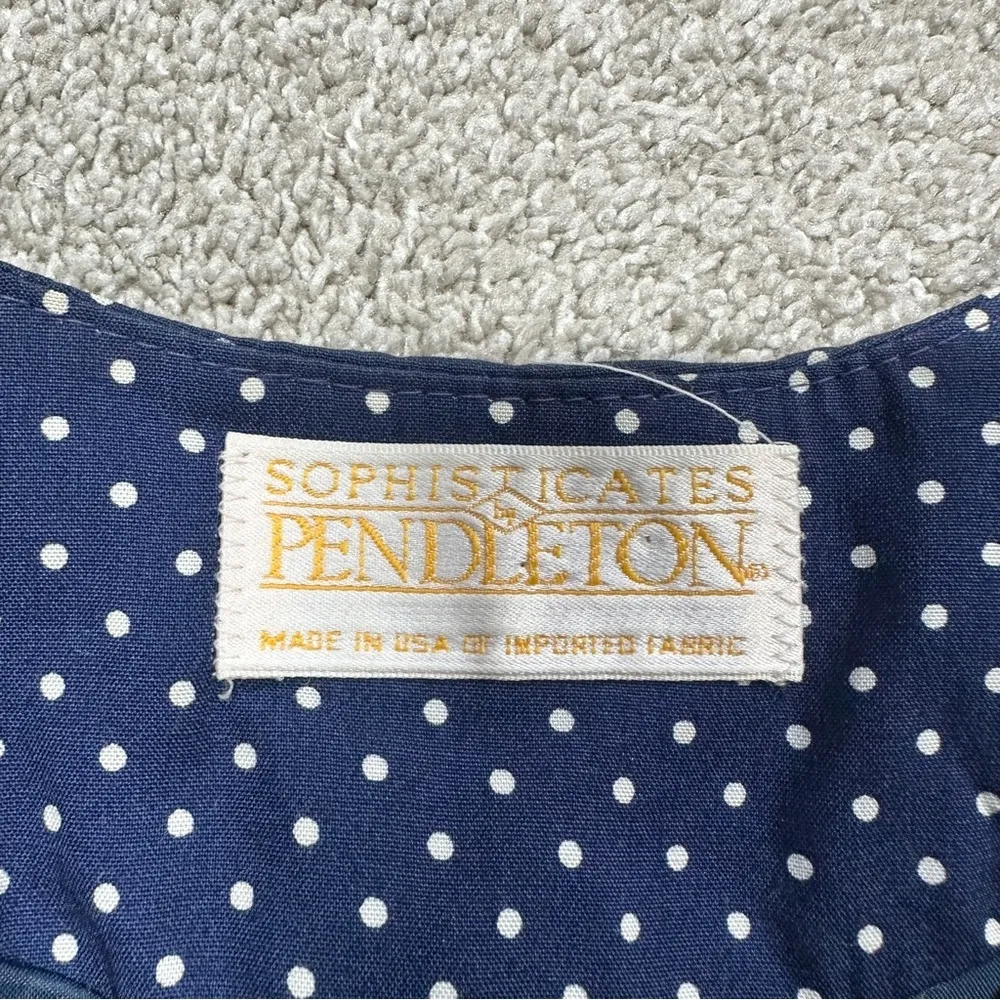Pendleton Womens Vintage Polka Dot Print Lightweight Blazer Jacket Retro Navy 10 - Image 10